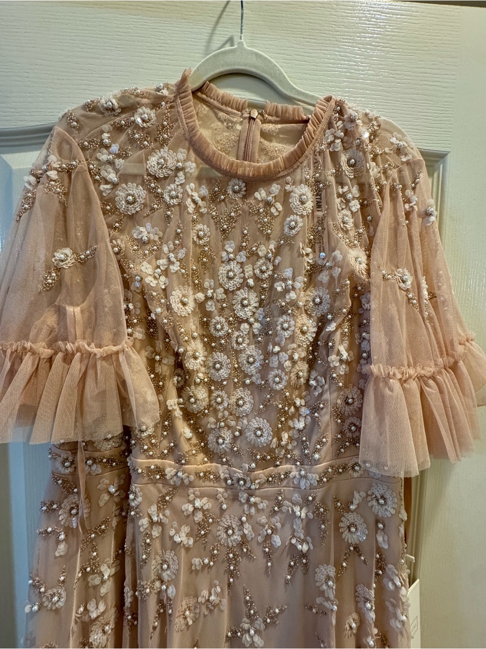Mac Duggal Blush Pink Embellished Tulle Maxi Dress - Picture 7 of 16
